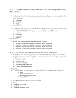 LTC 10.1 - I can define and provide examples of biosphere, biome