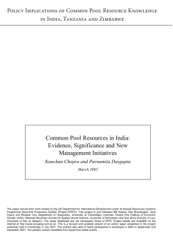 Common Pool Resources in India: Evidence