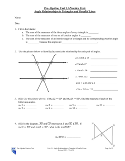 Pre-Algebra, Unit 13 Practice Test: Angle Relationships in