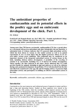 The antioxidant properties of canthaxanthin in eggs and chicks