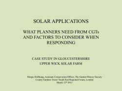 SOLAR APPLICATIONS WHAT PLANNERS NEED FROM CGTs AND FACTORS TO