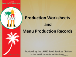 Production Worksheets and Menu Production Records
