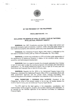 &yuml;&thorn;P roclamation 1 9 0 - Intellectual Property Office