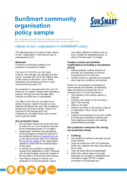 Community organisations sample SunSmart policy