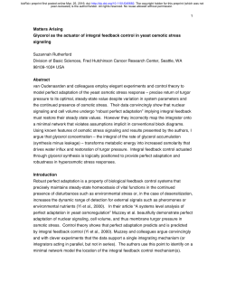 Glycerol as the actuator of integral feedback control in