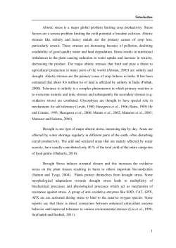 Introduction 1 Abiotic stress is a major global problem