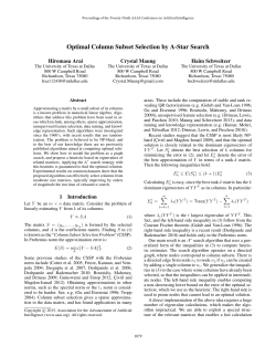 Optimal Column Subset Selection by A-Star Search