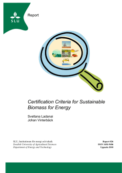 Certification Criteria for Sustainable Biomass for Energy