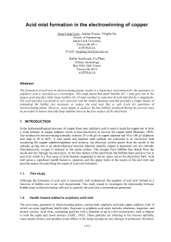 Acid mist formation in the electrowinning of copper