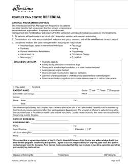 complex pain centre referral - Mental Health | Providence Health Care