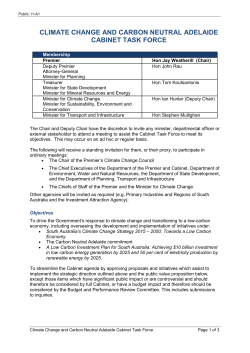 climate change and carbon neutral adelaide cabinet task force