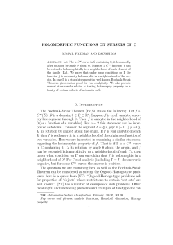 HOLOMORPHIC FUNCTIONS ON SUBSETS OF C 0. Introduction
