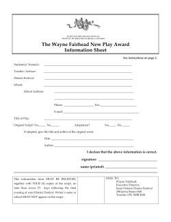 The Wayne Fairhead New Play Award Information Sheet