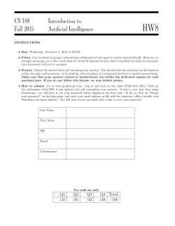 CS 188 Introduction to Fall 2015 Artificial Intelligence