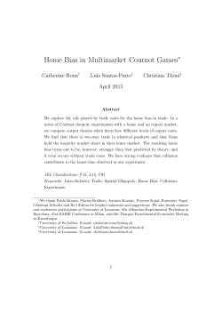 Home Bias in Multimarket Cournot Games - HEC Lausanne