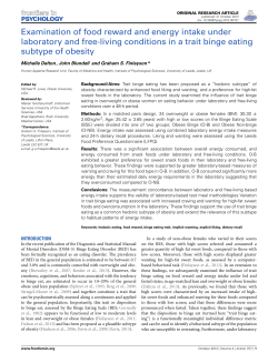 Examination of food reward and energy intake under