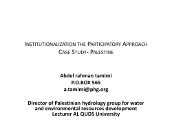 Institutionalization the Participatory Approach Case Study