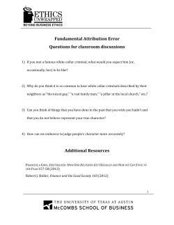 Fundamental Attribution Error Questions for classroom discussions