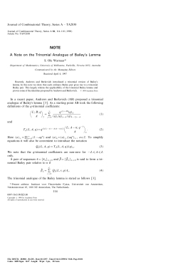 A NOTE ON THE TRINOMIAL ANALOGUE OF BAILEY`S LEMMA