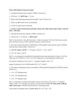 Chem 1405 Solution to homework chap4 1. Calculate the formula