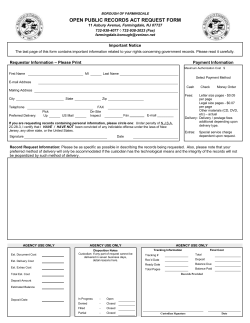 Open Public Records Act (OPRA) Request Form