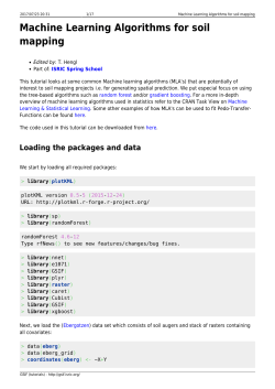 Machine Learning Algorithms for soil mapping - GSIF (tutorials)