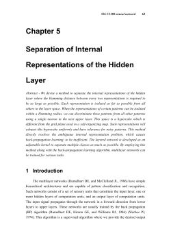 Chapter 5 Separation of Internal Representations of the Hidden Layer