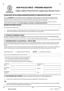High Calibre Pistol Permit Legitimate Reason Form