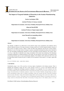 The Impact of Targeted Subsides of Electricity in the Iranian