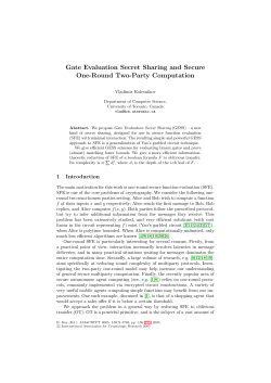 Gate Evaluation Secret Sharing and Secure One-Round Two