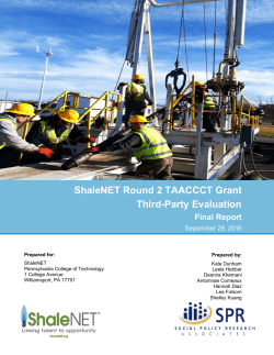 ShaleNET Round 2 TAACCCT Grant Third