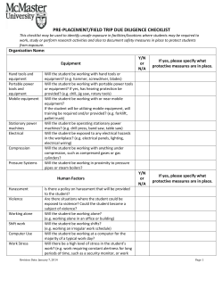 Pre-Placement and Field Trip Due Diligence Checklist
