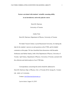 FACTORS CORRELATING SCIENTIFIC REASONING