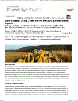 Bioindicators: Using Organisms to Measure