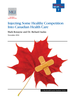 Injecting Some Healthy Competition Into Canadian Health Care