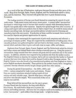 Mercantilism Game Rules - Demarest School District