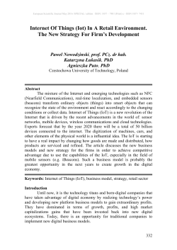 Internet Of Things (Iot) In A Retail Environment. The New Strategy