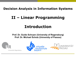 II &ndash; Linear Programming Introduction