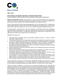 CO2 Solutions Completes Operation of Demonstration Plant