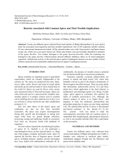 Bacteria Associated with Common Spices and Their Possible