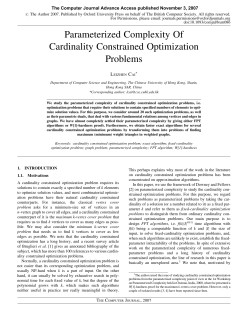 Parameterized Complexity Of Cardinality Constrained Optimization