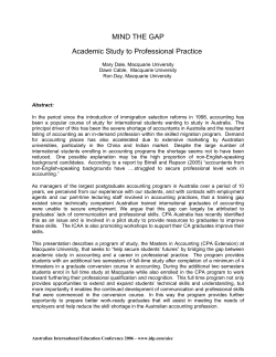 MIND THE GAP Academic Study to Professional Practice