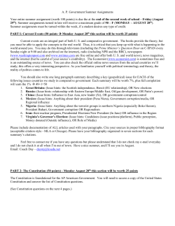 A. P. Government Summer Assignments Your entire summer