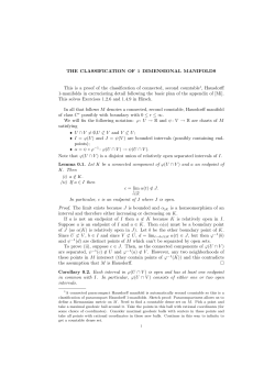 THE CLASSIFICATION OF 1 DIMENSIONAL MANIFOLDS This is a