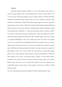 Abstract Renewable Energy Resources (RER) are on the world