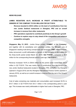 NEWS RELEASE JUMBO REGISTERS 49.4% INCREASE IN