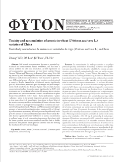 Toxicity and accumulation of arsenic in wheat (Triticum aestivum L