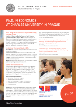 Ph.D. IN ECONOMICS AT CHARLES UNIVERSITY IN PRAGUE