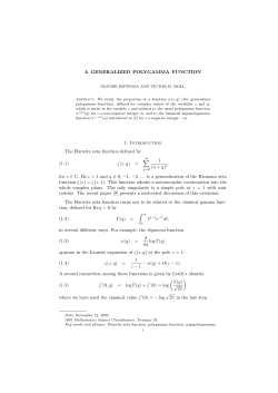 A GENERALIZED POLYGAMMA FUNCTION 1. Introduction The
