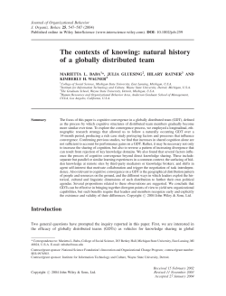 The contexts of knowing: natural history of a globally distributed team